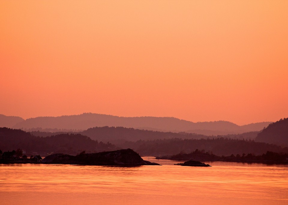 Solnedgang på innsiden av Jomfruland